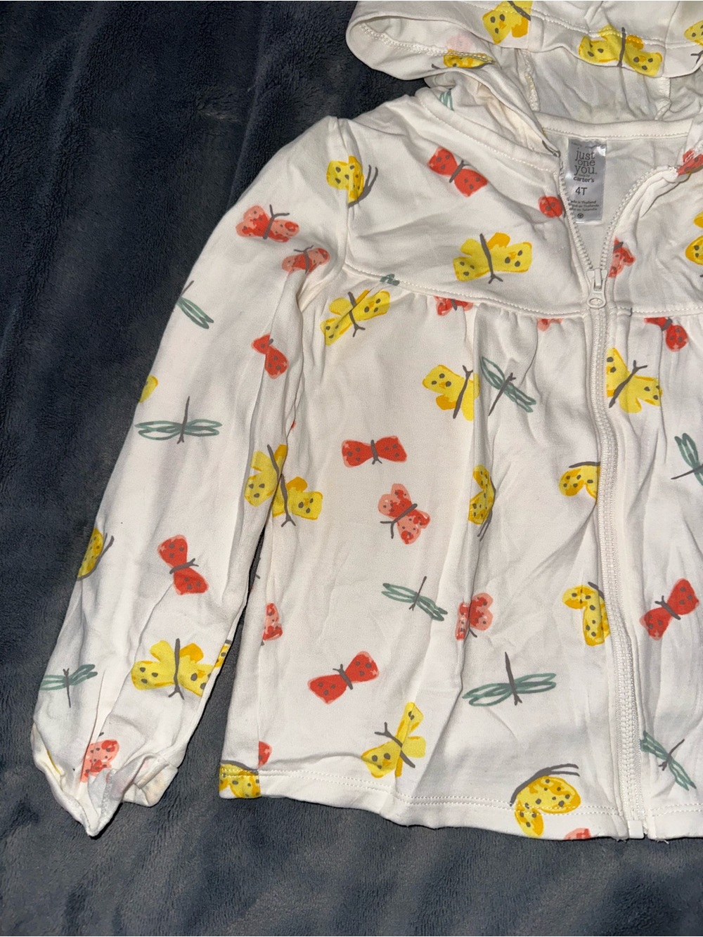 Just one you toddler Girl White Hooded Butterfly Print zip up hoodie - Picture 2 of 5